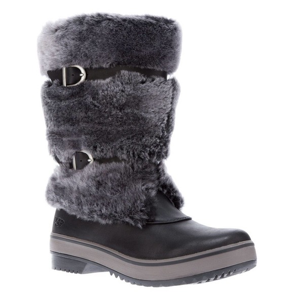 UGG Australia Lilyan Shearling Winter Waterproof Boot Shoe Black 6 New $395